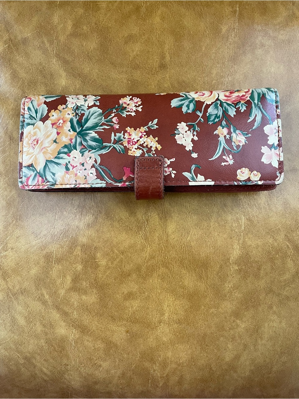 Patricia Nash Burgundy Floral Leather Long Wallet